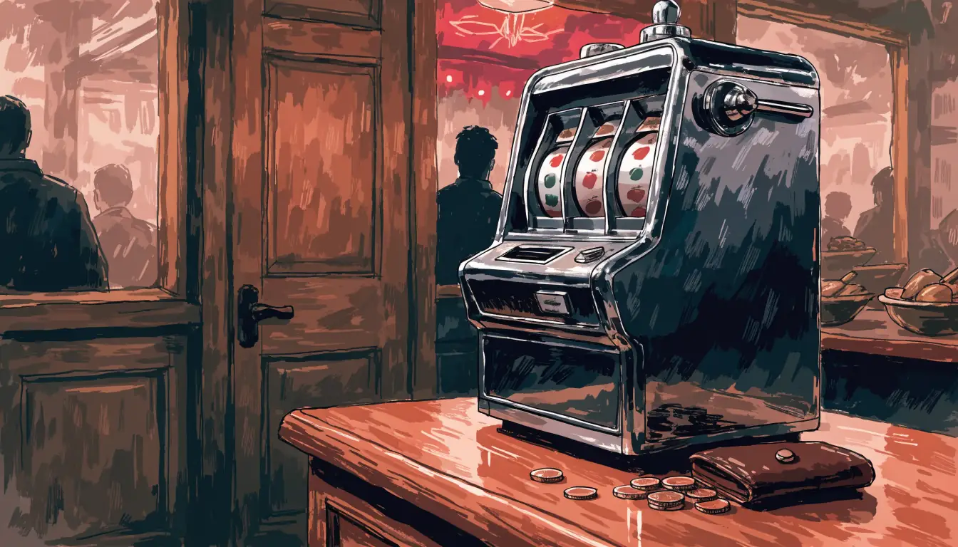 Klassisk tre-hjuls spilleautomat i en norsk arkadebar