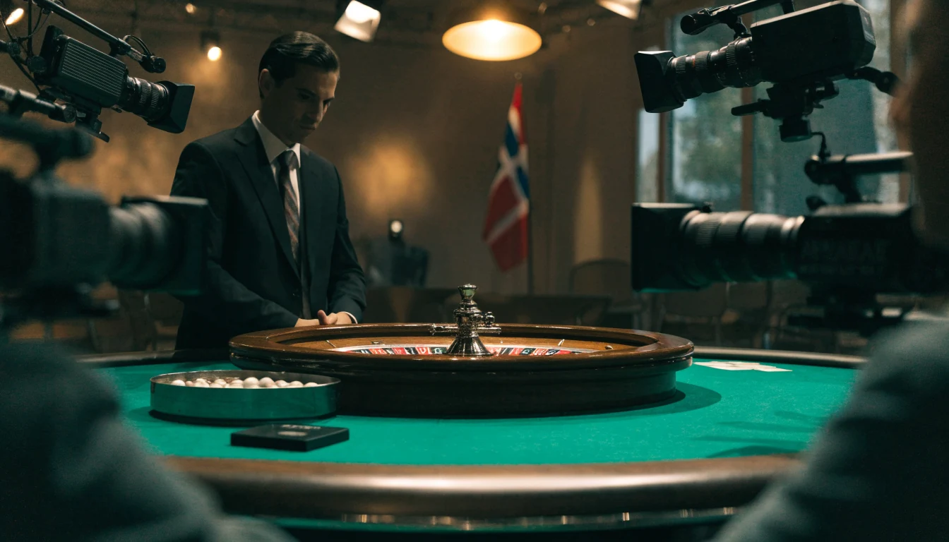 Live roulette-studio med ekte hjul og dealer i Norge