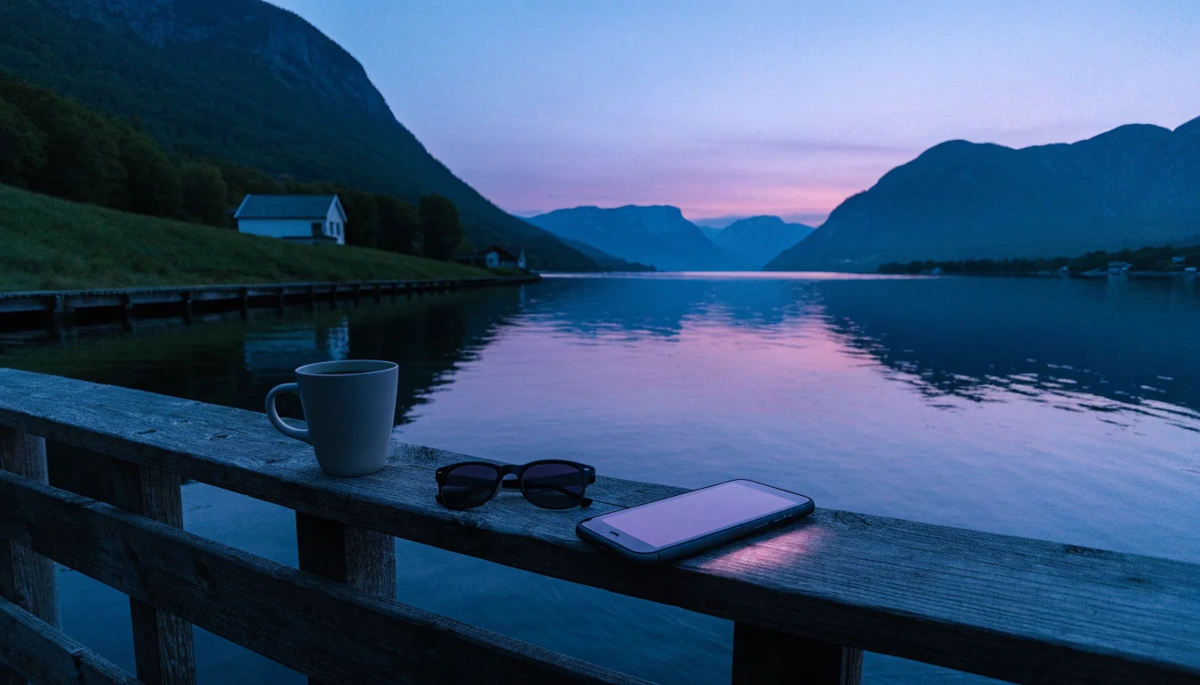Nytt norsk nettcasino lansert i 2026 ved en rolig fjord